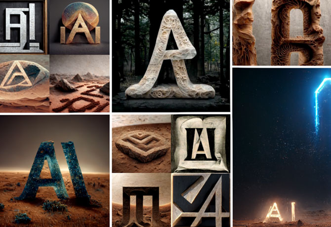 Collage of stylized letters